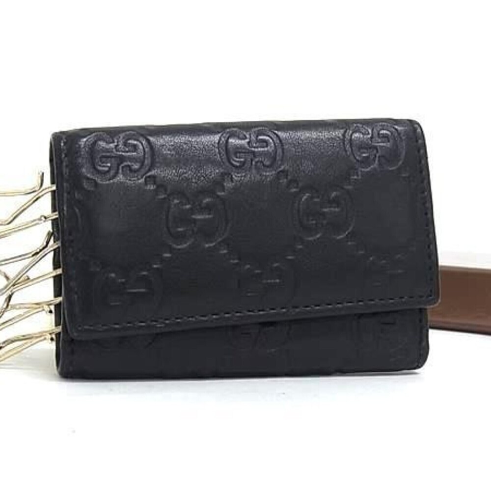 GUCCI Key Case, Shima 138098, Black Leather, Unisex, 6-ring